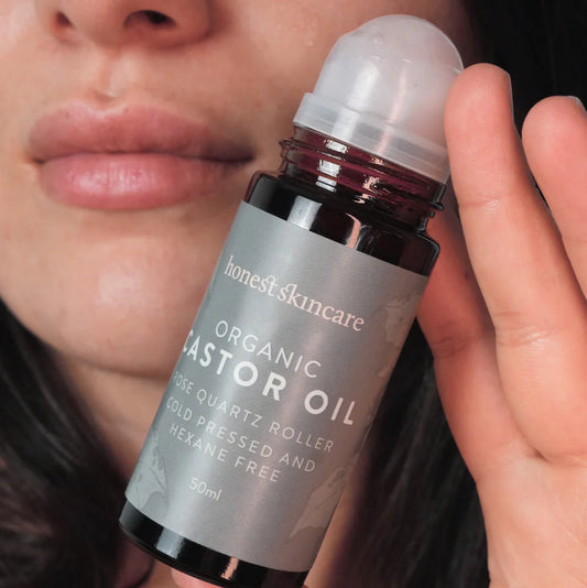 Rose Quartz Roller with Certified Organic Castor Oil