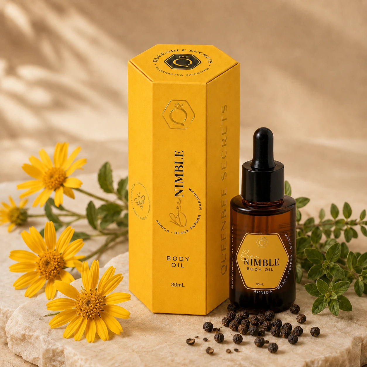 Bee Nimble Body Oil -  Arnica, Black Pepper & Marjoram