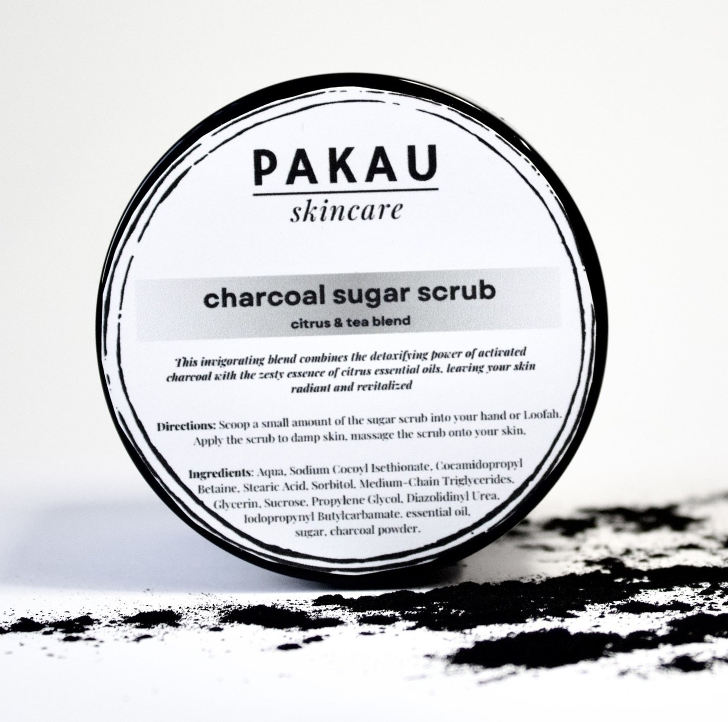 Charcoal Sugar Scrub – Citrus & Tea Blend for Exfoliation & Bright, Detoxified Skin