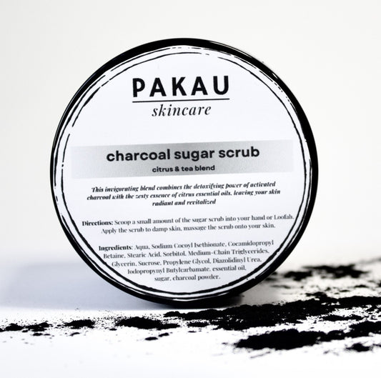 Charcoal Sugar Scrub – Citrus & Tea Blend for Exfoliation & Bright, Detoxified Skin