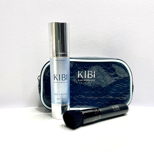 Fresh Face Set - Tinted BB Creme with SPF 30 + Tapered Brush + Makeup Bag