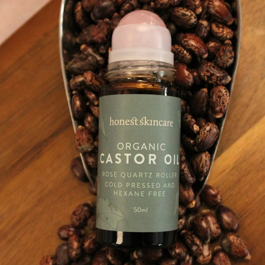 Rose Quartz Roller with Certified Organic Castor Oil