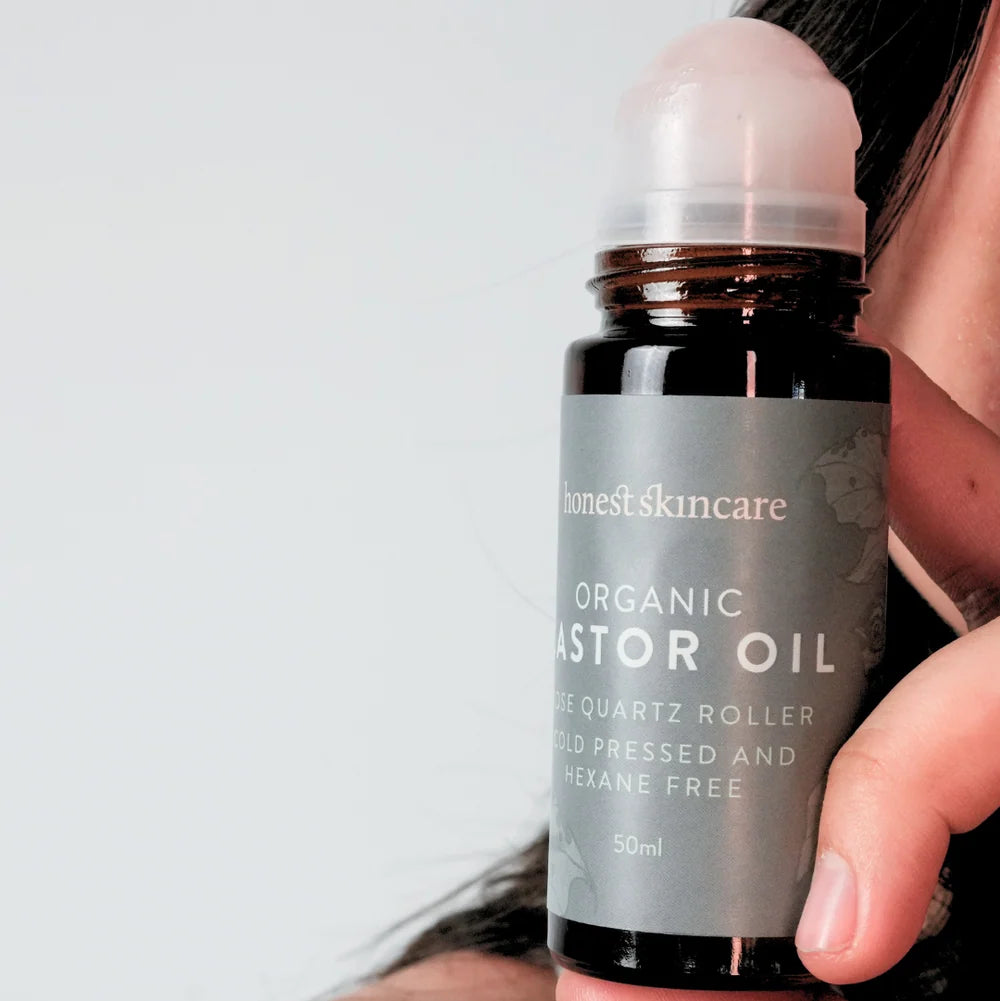 Rose Quartz Roller with Certified Organic Castor Oil